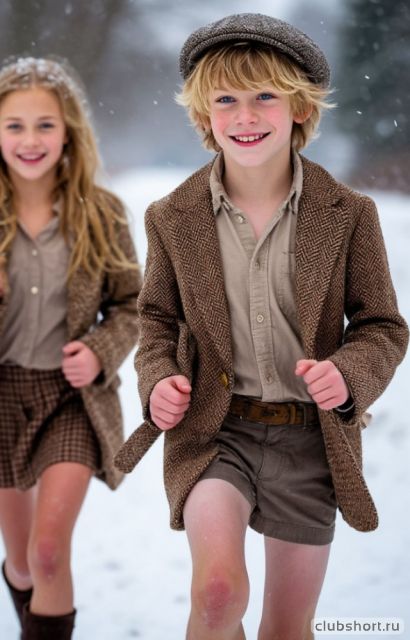 With shorts in the snow